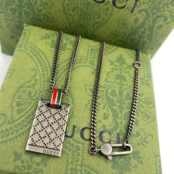 Gucci Other - Gucci Sliver Sterling Diamantissima Black Necklace
